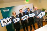 v.l.: Eva Burtscher (Securo Zaunbau), LR Christian Buchmann, Burkhard Moser (c.c.com), Burghard Kaltenbeck (SFG). © Frankl v.l.: Eva Burtscher (Securo Zaunbau), LR Christian Buchmann, Burkhard Moser (c.c.com), Burghard Kaltenbeck (SFG).