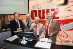 v.l.: LR Christian Buchmann, Stmk-VS Franz Kerber, Moderator Klaus Eberhartinger und SFG-GF Burghard Kaltenbeck beim Bizz-Quizzen © Foto: Frankl