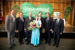 v.l.: Dir. Georg Bliem (Steiermark Tourismus), LR Christian Buchmann, LH-Vize Hermann Schützenhöfer, Blumenkönigin Lisa I., CEO Armin Egger (Messe), LH Franz Voves und LT-Präs.-Stv. Franz Majcen © MCG/Wiesner