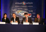 V.l.n.r.: Dr. Henrietta Egerth (Geschäftsführerin FFG), Dr. Christian Buchmann (Steirischer Wirtschaftslandesrat), Univ.-Prof. Harald Kainz (Rektor der TU Graz), Dr. Jost Bernasch (Geschäftsführer VIRTUAL VEHICLE). © Virtual Vehicle Graz V.l.n.r.: Dr. Henrietta Egerth (Geschäftsführerin FFG), Dr. Christian Buchmann (Steirischer Wirtschaftslandesrat), Univ.-Prof. Harald Kainz (Rektor der TU Graz), Dr. Jost Bernasch (Geschäftsführer VIRTUAL VEHICLE).