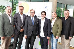 v.l.: Gehard Koch (Chefredakteur ORF Steiermark), Franz Mathi (COO KNAPP AG), Christian Buchmann (Wirtschaftslandesrat), Thomas Weber (Regisseur), Klaus Ibitz (Kameramann), Eberhard Schrempf (Geschäftsführer der Creative Industries Styria) © ORF/Schöttl