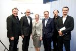 v.l.: Eberhard Schrempf (CIS), Wirtschaftsstadtrat Gerhard Rüsch, Christine Lacroix (Aktion Plagiarius e.V.), Wirtschaftslandesrat Christian Buchmann, Martin Hörl (Ortweinschule) und Stefan Peters (TU Graz). © CIS/Podesser