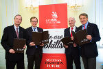 v.l.: Übergabe der Bewerbungsmappe in Graz: WKO-Präsident Christoph Leitl, Wirtschaftslandesrat Christian Buchmann, Worldskills-Europe-Präsident Hubert Romer und WKO-Steiermark-Präsident Josef Herk. © geopho.com v.l.: Übergabe der Bewerbungsmappe in Graz: WKO-Präsident Christoph Leitl, Wirtschaftslandesrat Christian Buchmann, Worldskills-Europe-Präsident Hubert Romer und WKO-Steiermark-Präsident Josef Herk.