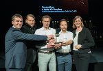 Florian Hampel, Thomas Janics, Stefan Hampel, Peter Freigassner (HAGE Sondermaschinenbau) mit Wirtschaftslandesrätin Barbara Eibinger-Miedl.